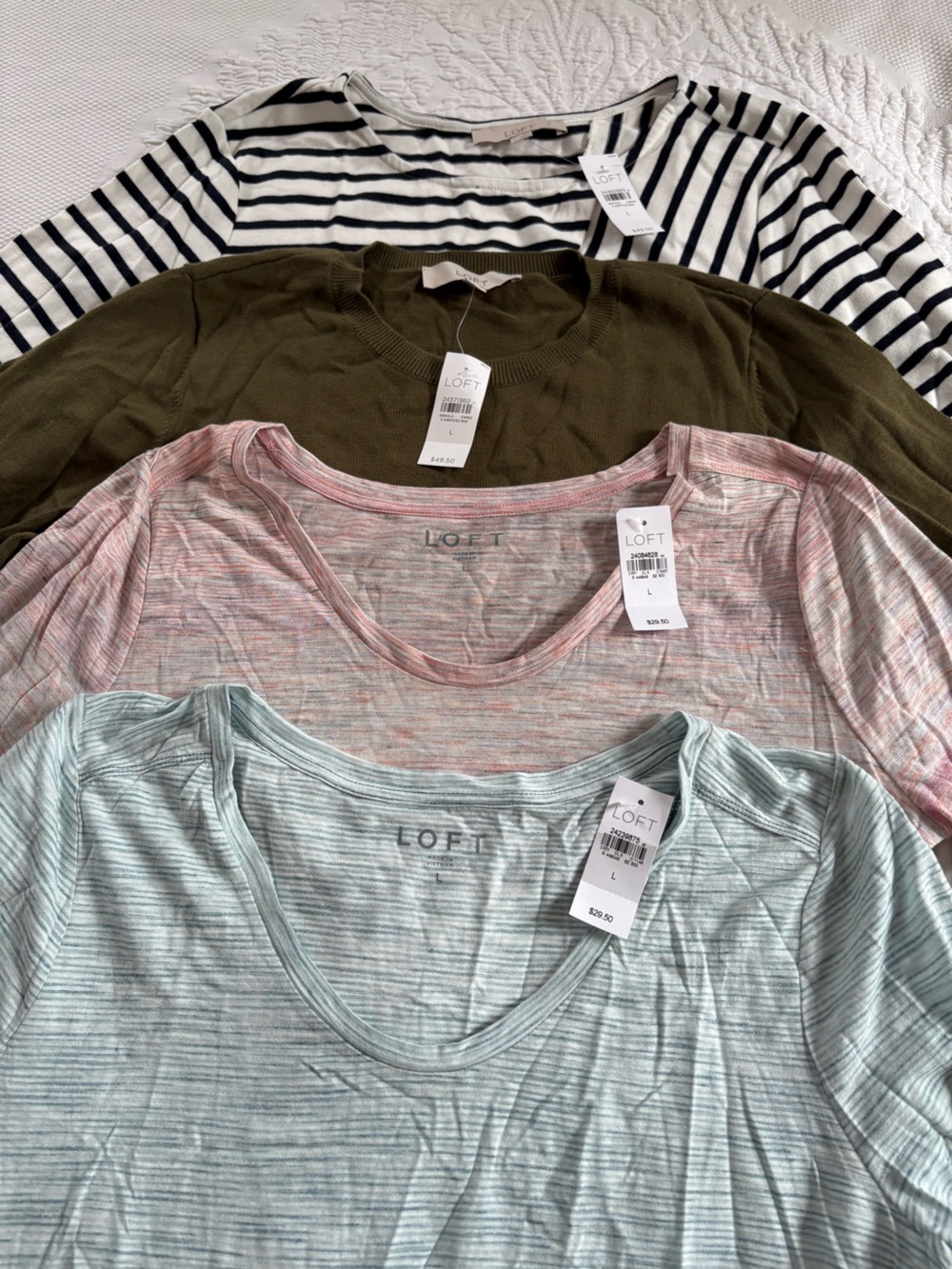 NWT Ann Taylor Loft lot of 4 new long sleeve tops size L